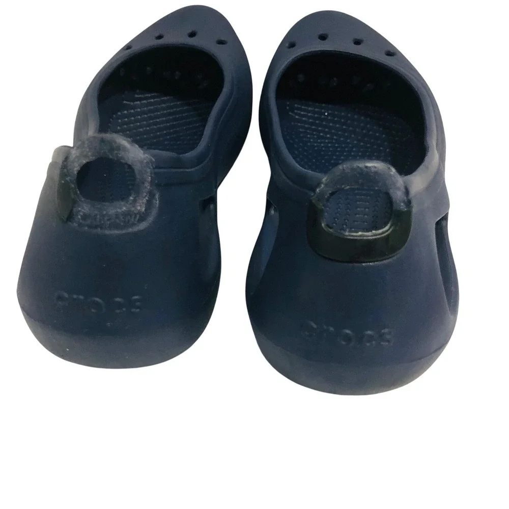 Crocs Kadee Ballet Flats Shoes Slip On Navy Minimalist Cutout Beach Womens 9 - Picture 8 of 9